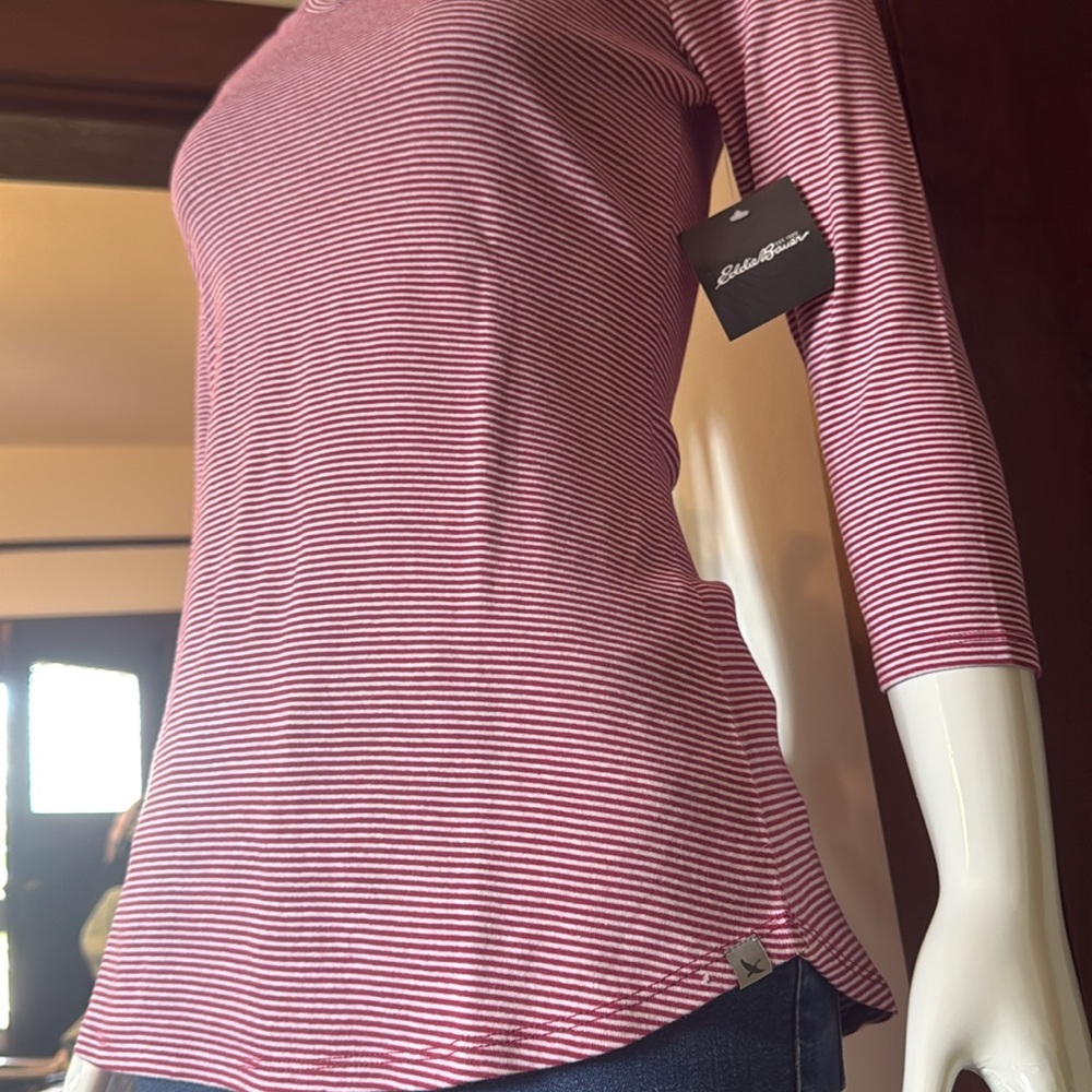 NWT Eddie Bauer size small Women's red Striped Top